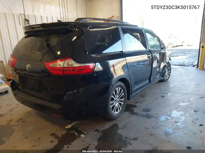 5TDYZ3DC3KS015767 2019 Toyota Sienna Xle 8 Passenger