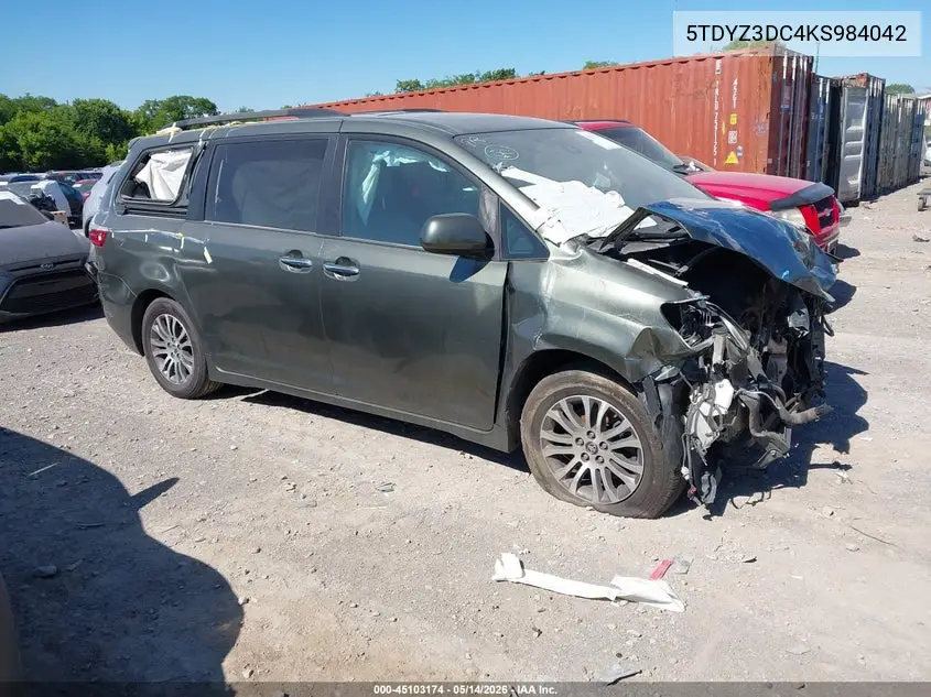 5TDYZ3DC4KS984042 2019 Toyota Sienna Xle 8 Passenger