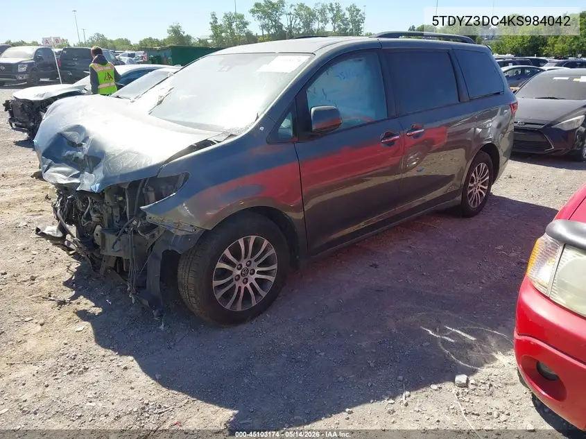 5TDYZ3DC4KS984042 2019 Toyota Sienna Xle 8 Passenger