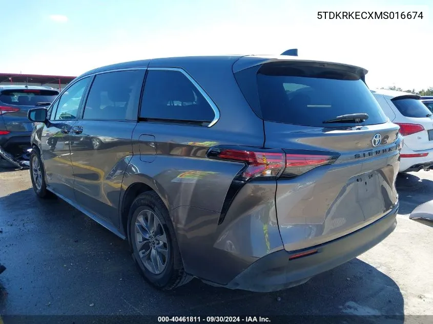 5TDKRKECXMS016674 2021 Toyota Sienna Le