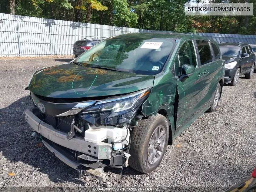 5TDKRKEC9MS016505 2021 Toyota Sienna Le