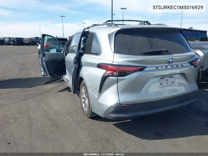 5TDJRKEC1MS016929 2021 Toyota Sienna Xle