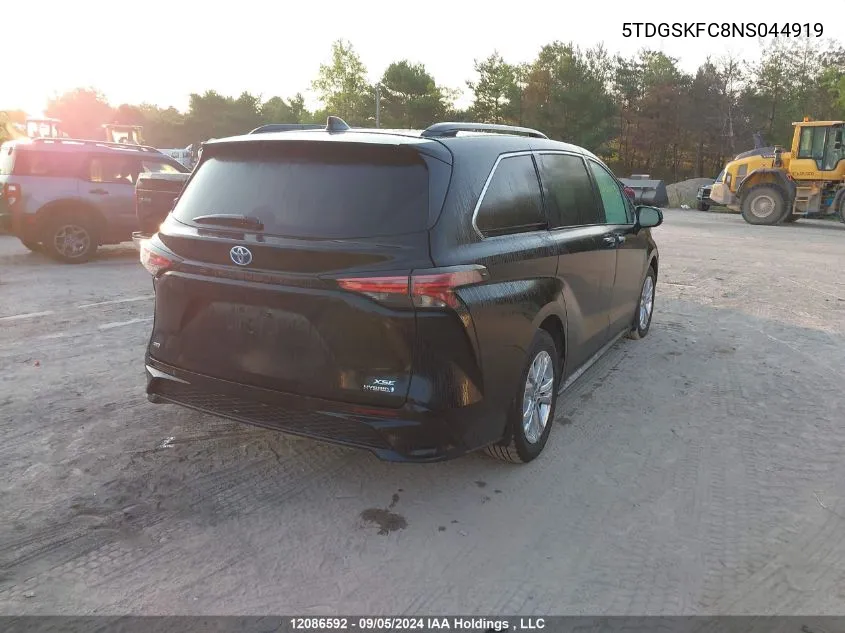 2022 Toyota Sienna VIN: 5TDGSKFC8NS044919 Lot: 12086592