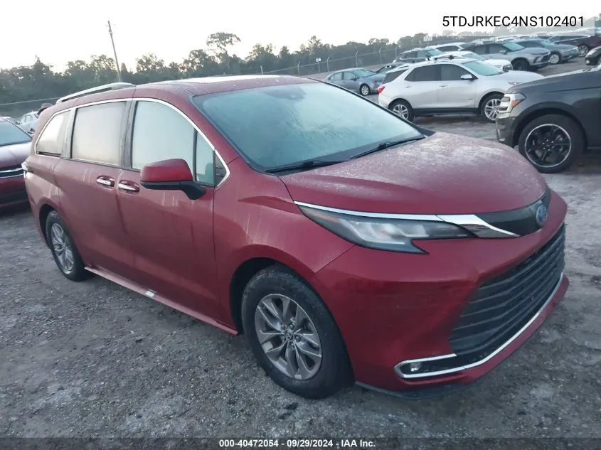 5TDJRKEC4NS102401 2022 Toyota Sienna Xle