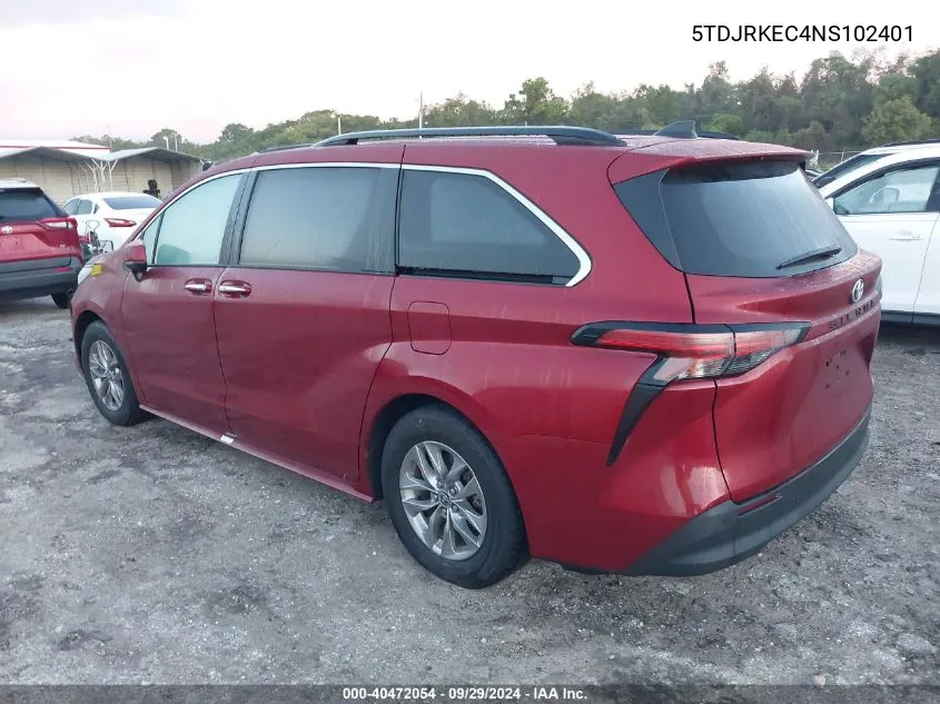 5TDJRKEC4NS102401 2022 Toyota Sienna Xle