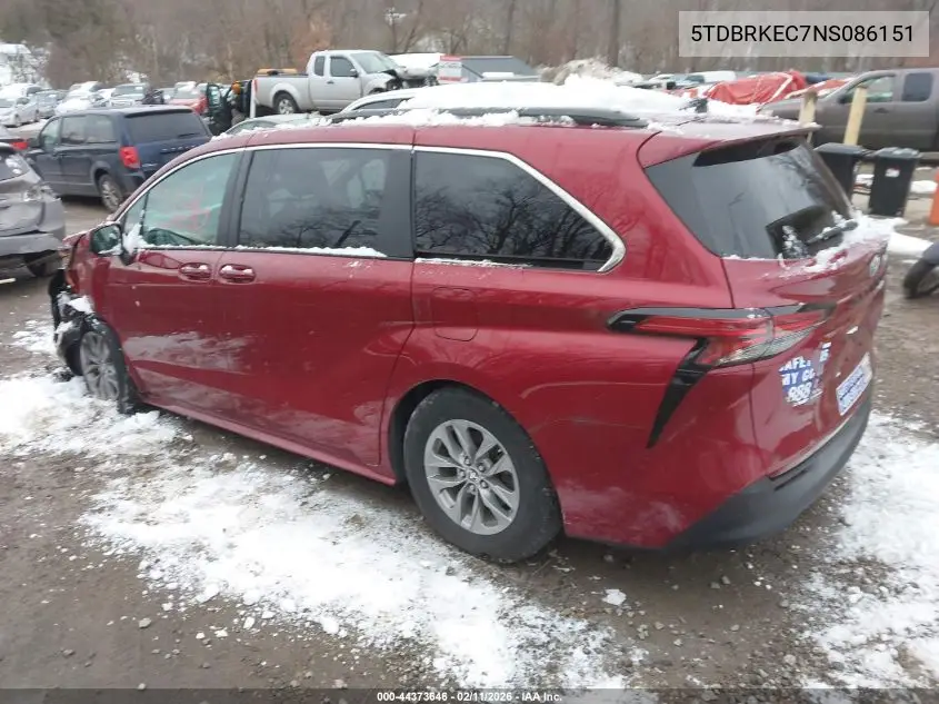 5TDBRKEC7NS086151 2022 Toyota Sienna Le