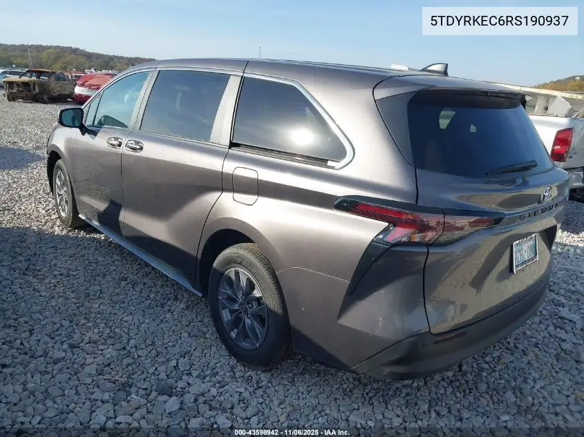 5TDYRKEC6RS190937 2024 Toyota Sienna Xle