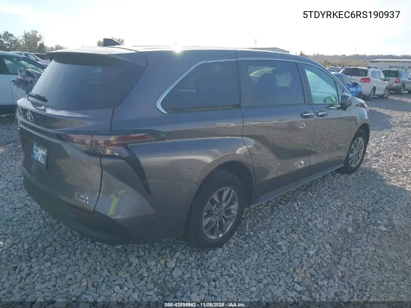 5TDYRKEC6RS190937 2024 Toyota Sienna Xle