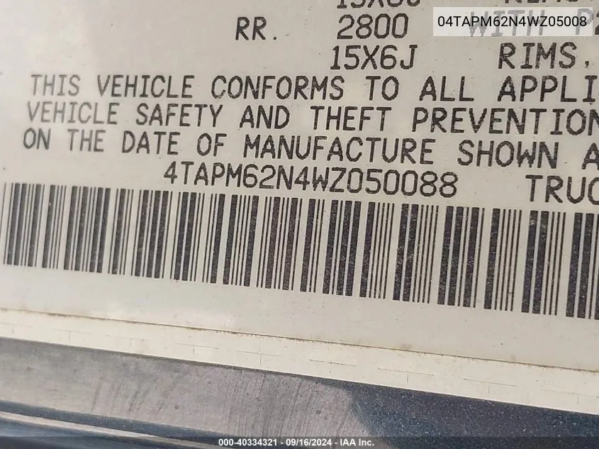 04TAPM62N4WZ05008 1998 Toyota Tacoma