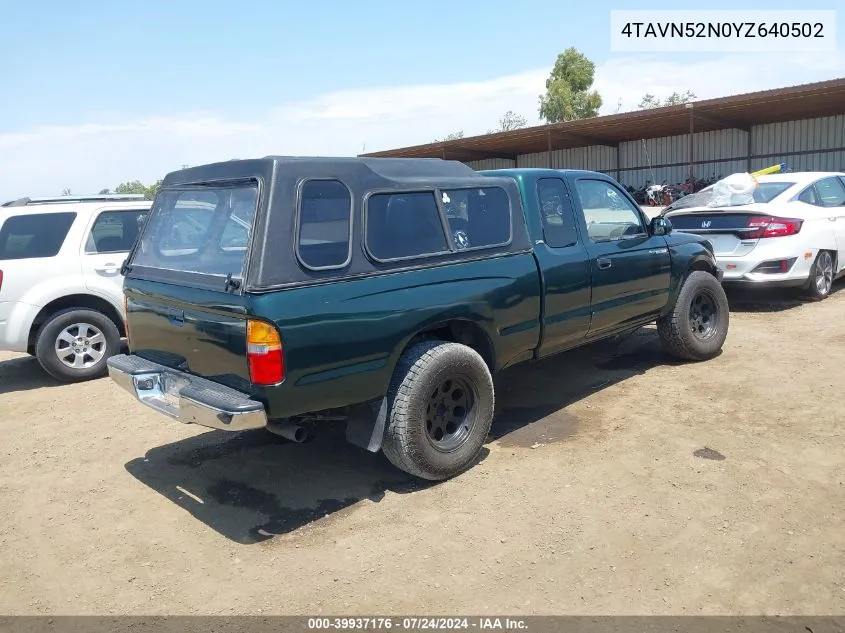 4TAVN52N0YZ640502 2000 Toyota Tacoma Base V6