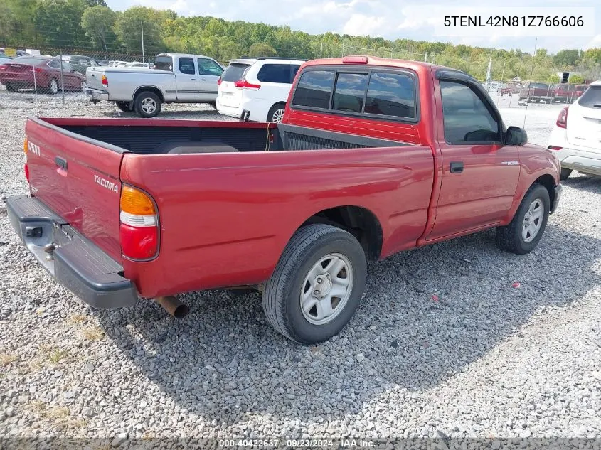 2001 Toyota Tacoma Base (M5) VIN: 5TENL42N81Z766606 Lot: 40422637