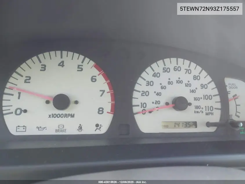 5TEWN72N93Z175557 2003 Toyota Tacoma Base V6
