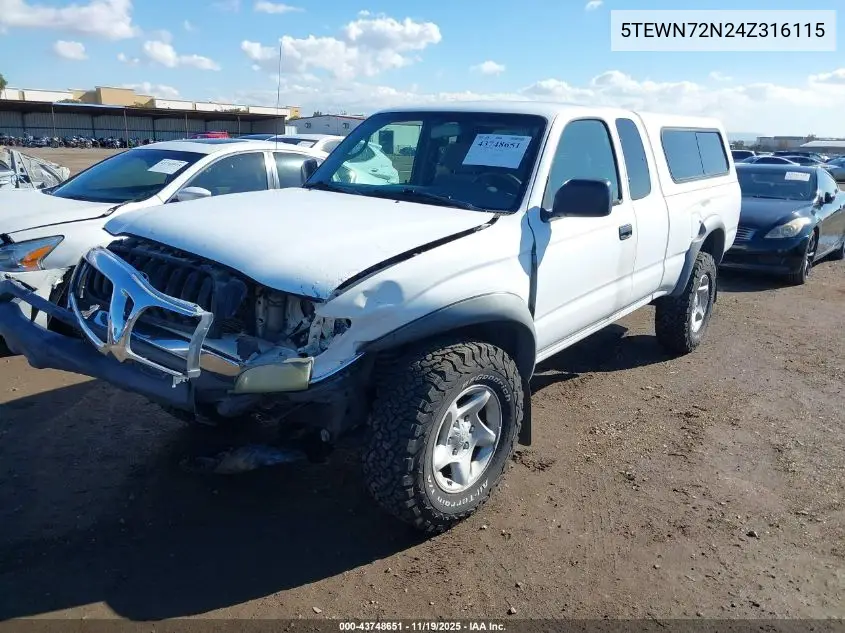 5TEWN72N24Z316115 2004 Toyota Tacoma Base V6