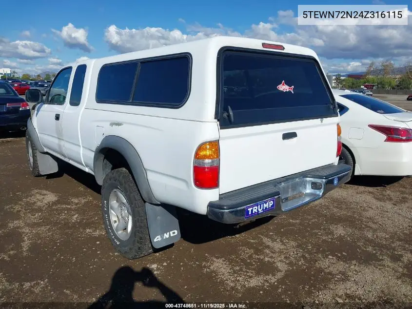 5TEWN72N24Z316115 2004 Toyota Tacoma Base V6