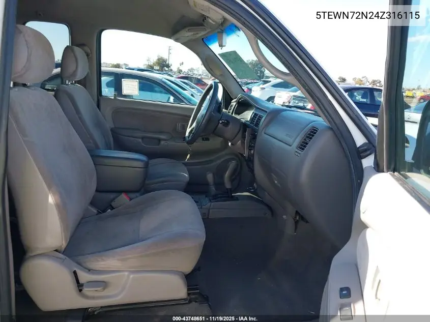 5TEWN72N24Z316115 2004 Toyota Tacoma Base V6