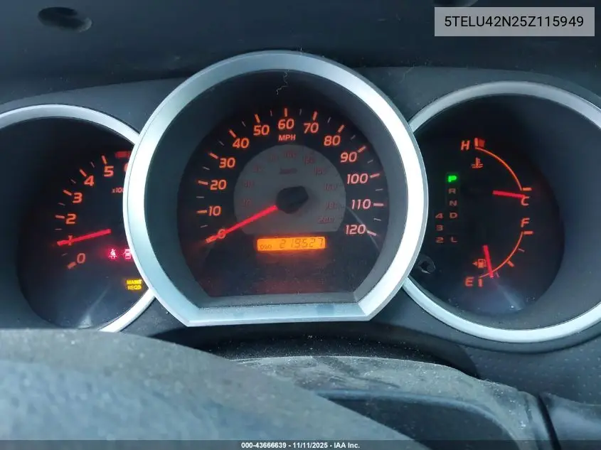 5TELU42N25Z115949 2005 Toyota Tacoma Base V6
