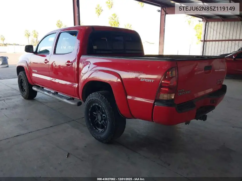5TEJU62N85Z119149 2005 Toyota Tacoma Prerunner V6