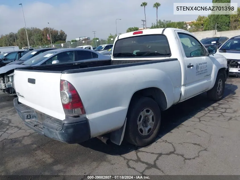 2010 Toyota Tacoma VIN: 5TENX4CN6AZ701398 Lot: 39882807