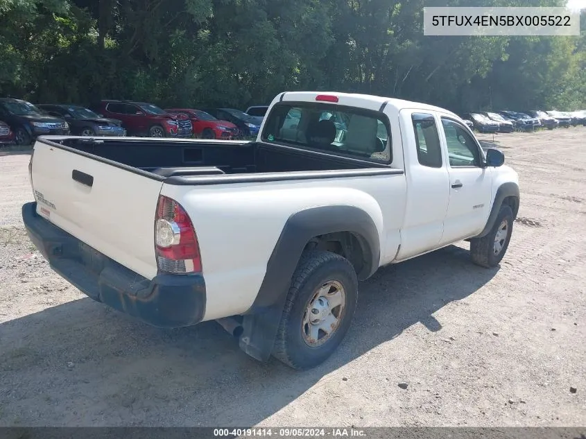 2011 Toyota Tacoma VIN: 5TFUX4EN5BX005522 Lot: 40191414