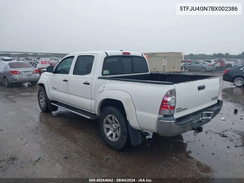 2011 Toyota Tacoma Prerunner V6 VIN: 5TFJU4GN7BX002386 Lot: 40264942