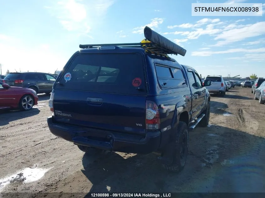 2012 Toyota Tacoma Double Cab Long Bed VIN: 5TFMU4FN6CX008938 Lot: 12100598