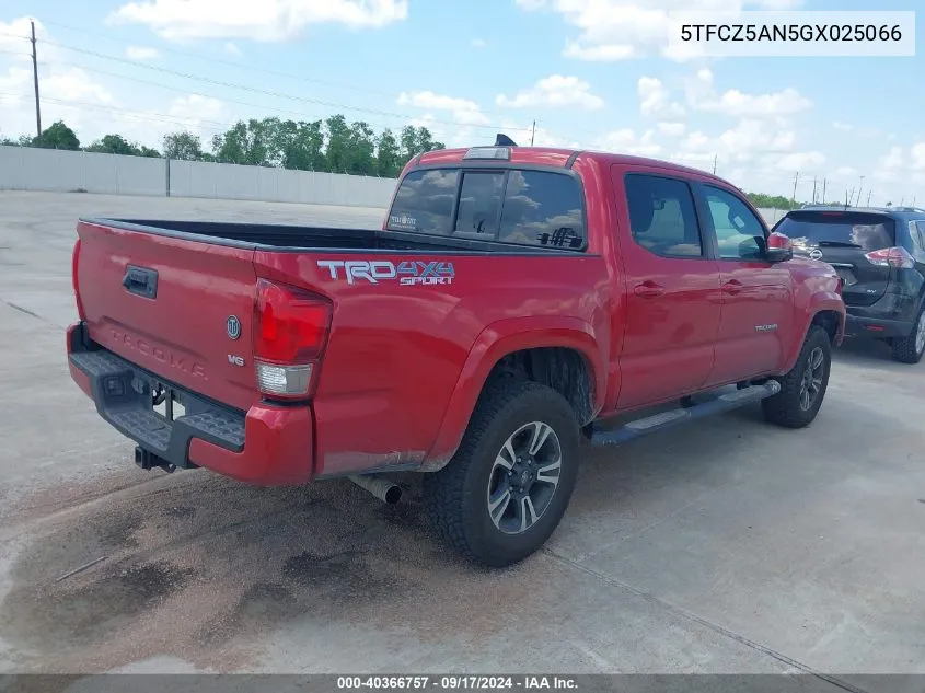 2016 Toyota Tacoma Trd Sport VIN: 5TFCZ5AN5GX025066 Lot: 40366757