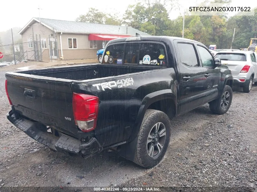 2016 Toyota Tacoma Trd Sport VIN: 5TFCZ5AN2GX017622 Lot: 40382246