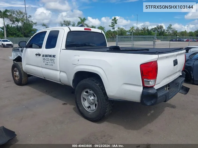 2017 Toyota Tacoma Sr VIN: 5TFRX5GN5HX103144 Lot: 40403505