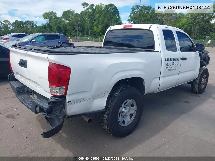 2017 Toyota Tacoma Sr VIN: 5TFRX5GN5HX103144 Lot: 40403505