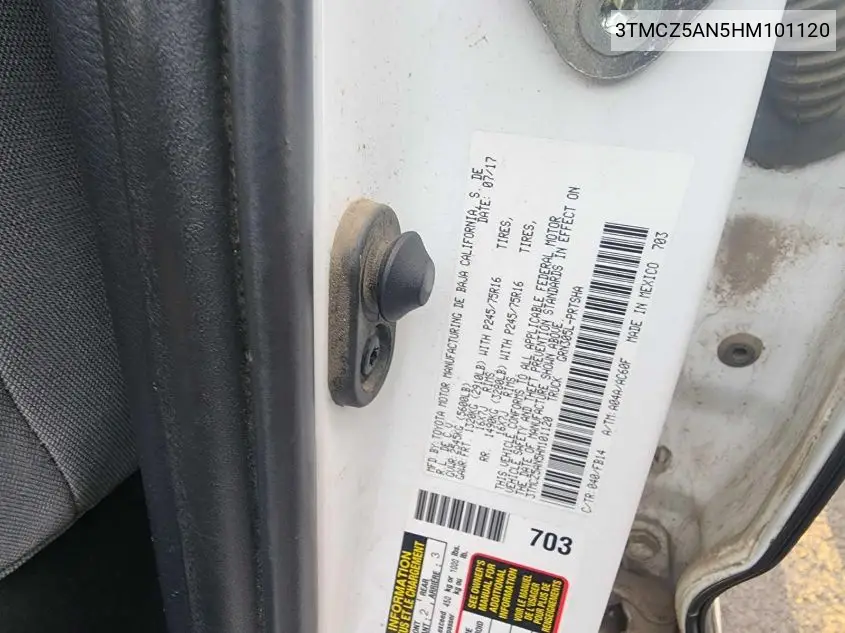 3TMCZ5AN5HM101120 2017 Toyota Tacoma Sr V6