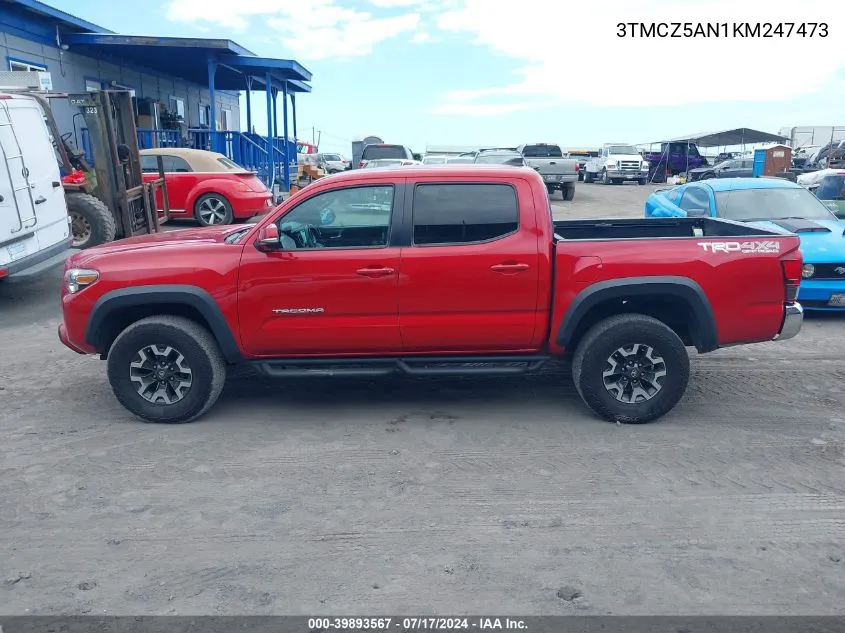 2019 Toyota Tacoma Trd Off Road VIN: 3TMCZ5AN1KM247473 Lot: 39893567