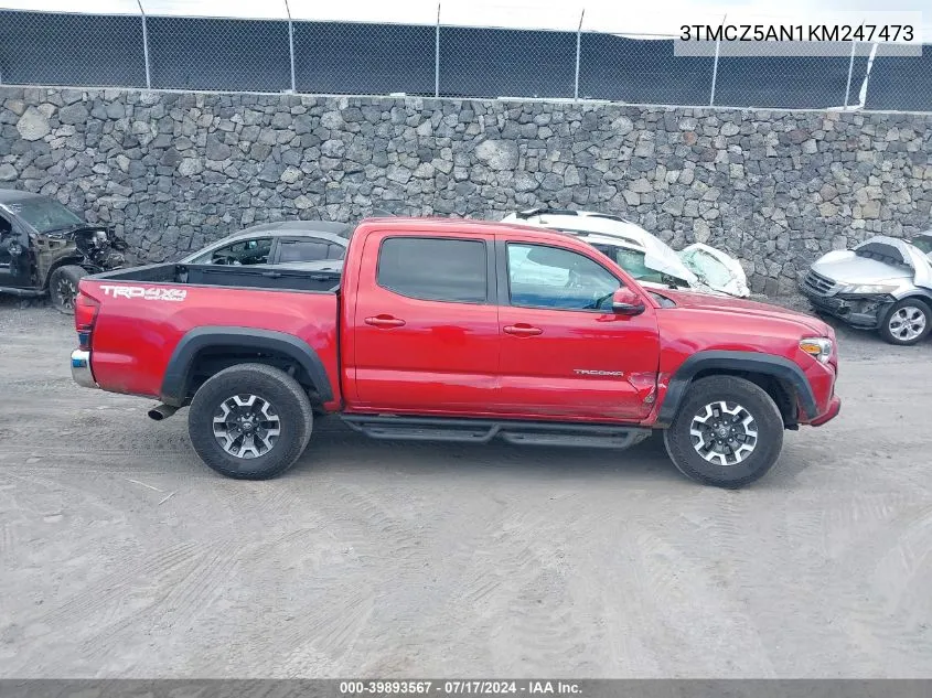 2019 Toyota Tacoma Trd Off Road VIN: 3TMCZ5AN1KM247473 Lot: 39893567