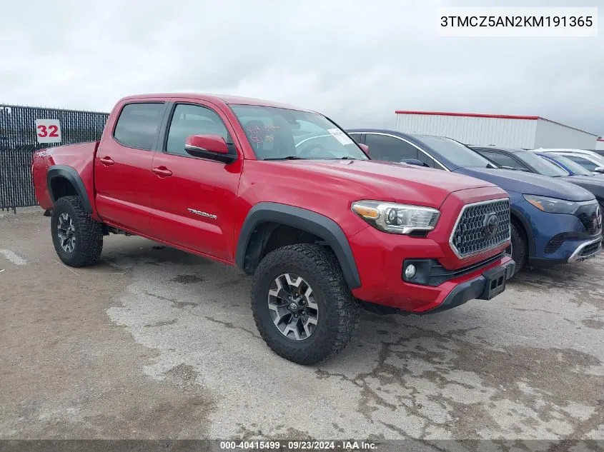 2019 Toyota Tacoma Trd Off Road VIN: 3TMCZ5AN2KM191365 Lot: 40415499