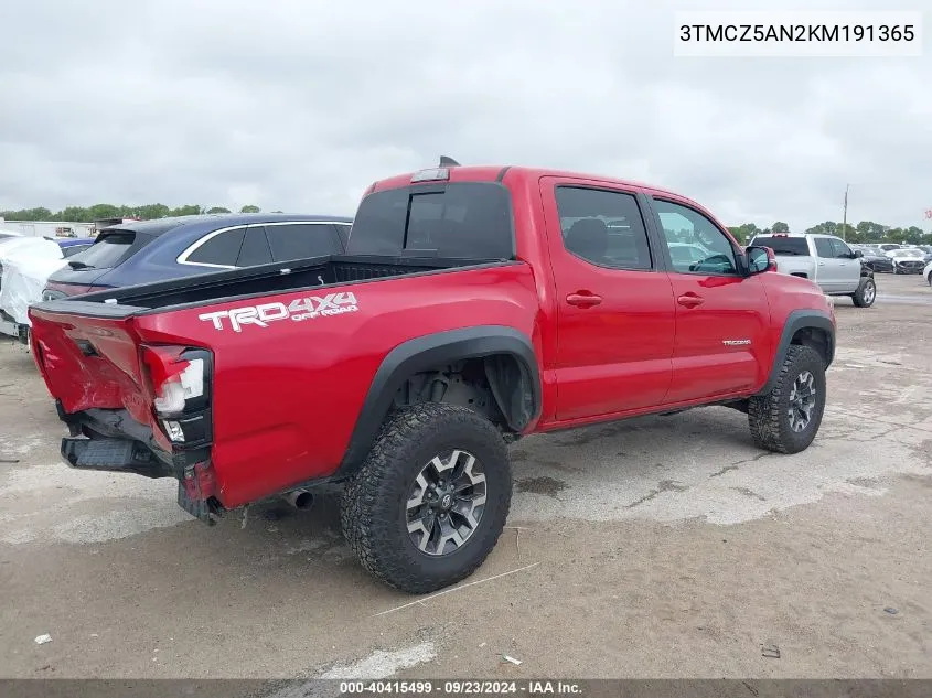 2019 Toyota Tacoma Trd Off Road VIN: 3TMCZ5AN2KM191365 Lot: 40415499