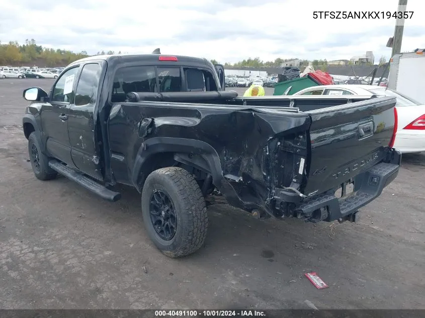 5TFSZ5ANXKX194357 2019 Toyota Tacoma Sr V6