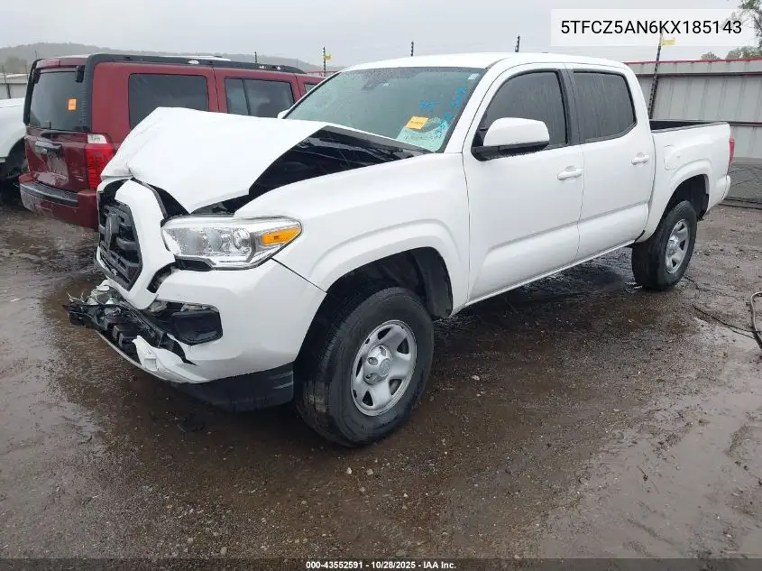 5TFCZ5AN6KX185143 2019 Toyota Tacoma Sr V6