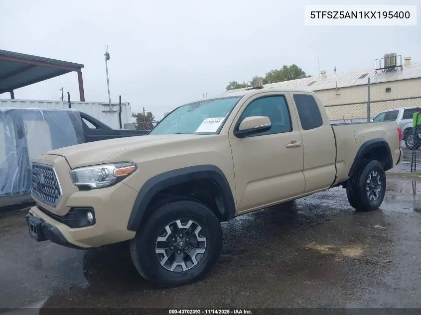 5TFSZ5AN1KX195400 2019 Toyota Tacoma Trd Off Road