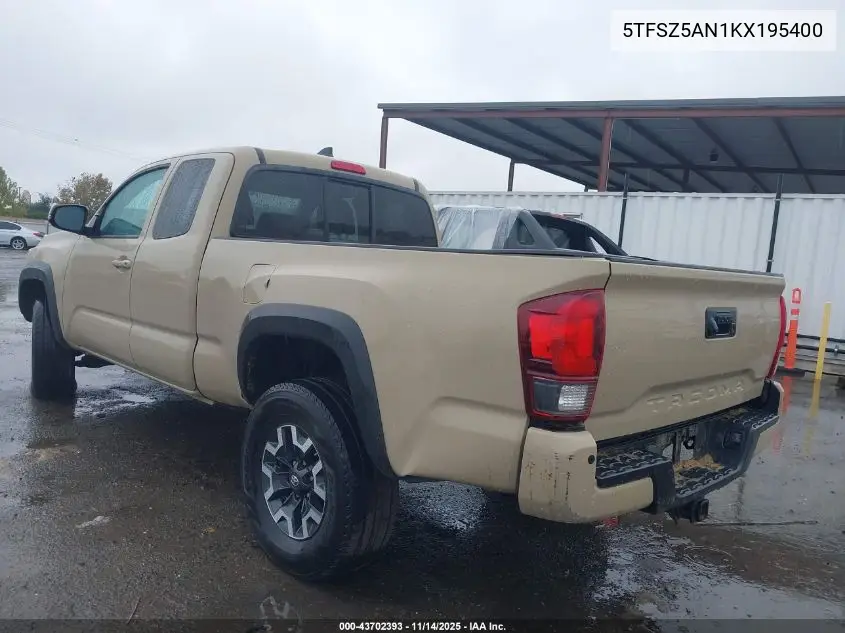5TFSZ5AN1KX195400 2019 Toyota Tacoma Trd Off Road