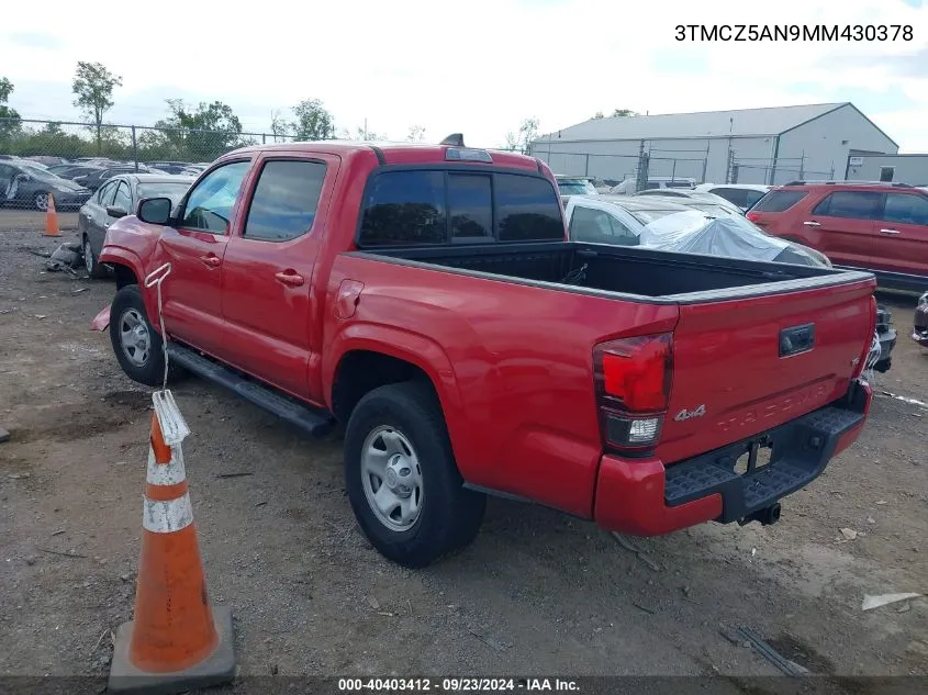 3TMCZ5AN9MM430378 2021 Toyota Tacoma Double Cab/Sr/Sr5/Trd Spo