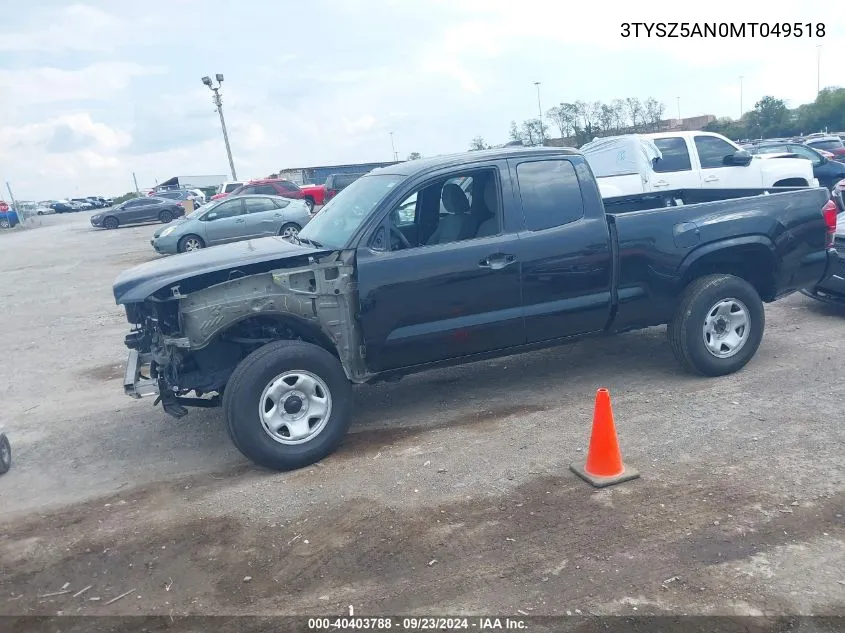 3TYSZ5AN0MT049518 2021 Toyota Tacoma Sr V6