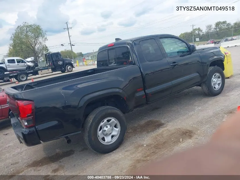 3TYSZ5AN0MT049518 2021 Toyota Tacoma Sr V6