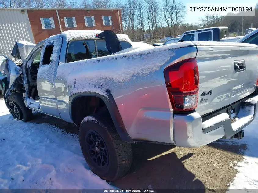 3TYSZ5AN4MT008194 2021 Toyota Tacoma Sr V6