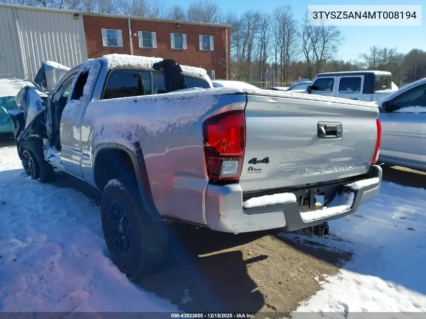 3TYSZ5AN4MT008194 2021 Toyota Tacoma Sr V6