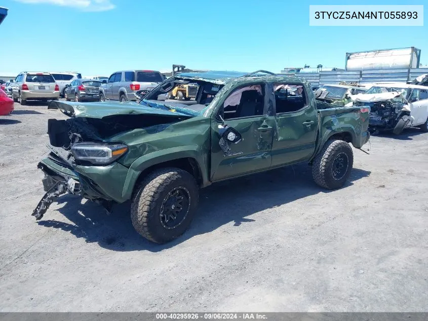 2022 Toyota Tacoma Sr V6/Sr5 V6/Trd Off Road/Trd Pro/Trd Sport VIN: 3TYCZ5AN4NT055893 Lot: 40295926