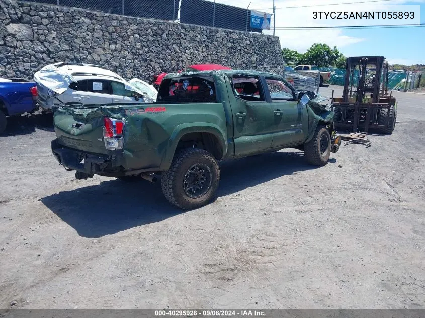 2022 Toyota Tacoma Sr V6/Sr5 V6/Trd Off Road/Trd Pro/Trd Sport VIN: 3TYCZ5AN4NT055893 Lot: 40295926