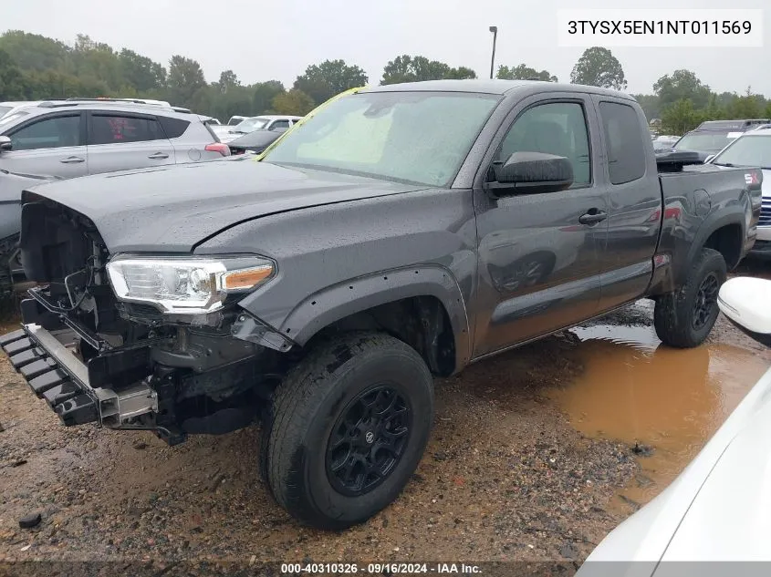 2022 Toyota Tacoma Sr VIN: 3TYSX5EN1NT011569 Lot: 40310326