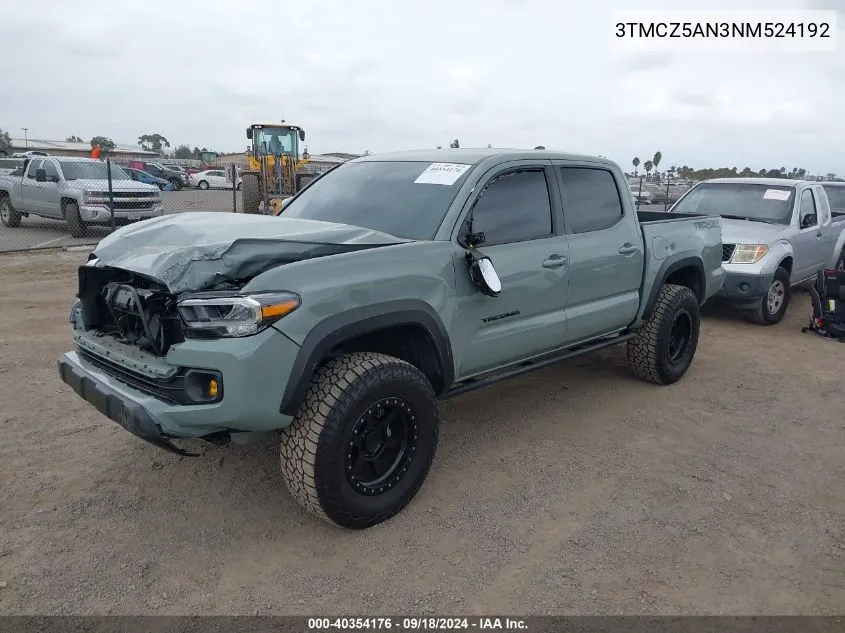 3TMCZ5AN3NM524192 2022 Toyota Tacoma Double Cab/Sr/Sr5/Trd Sport/Trd Off Road/Trd Pro