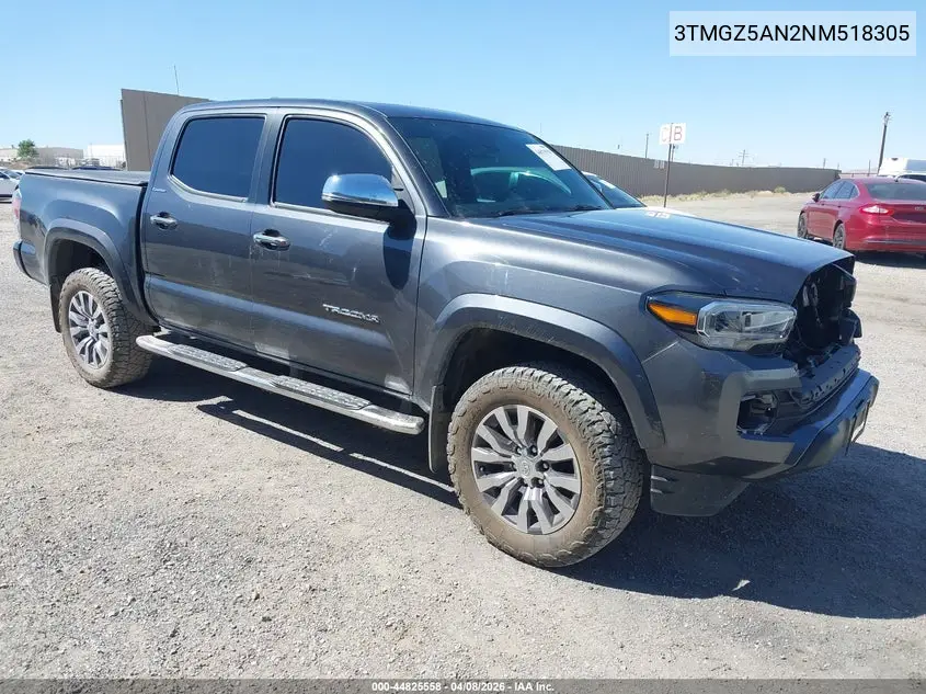 3TMGZ5AN2NM518305 2022 Toyota Tacoma Limited