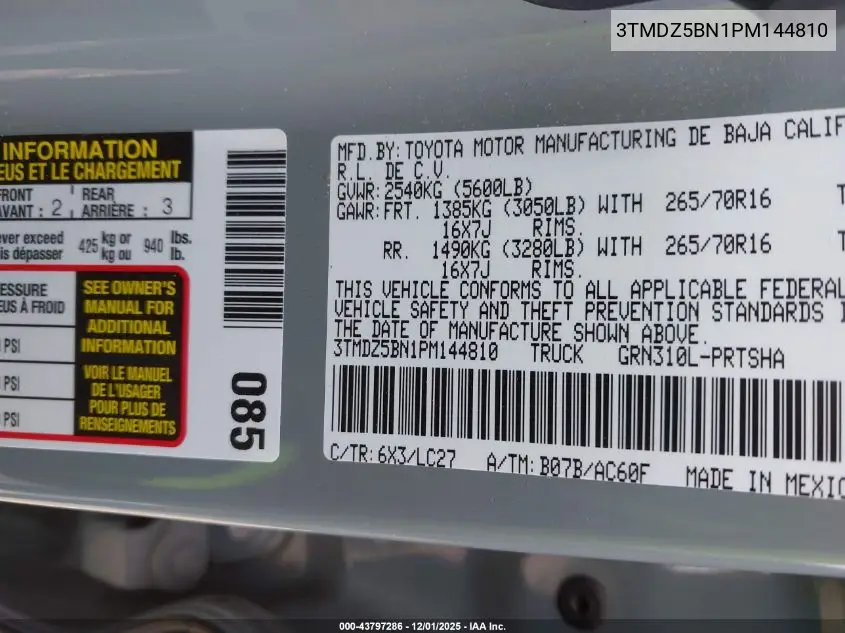 3TMDZ5BN1PM144810 2023 Toyota Tacoma Trd Off Road