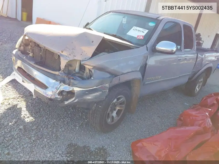 5TBBT4415YS002435 2000 Toyota Tundra Sr5 V8